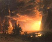 日落在优诗美地大峡谷 - 阿尔伯特·比尔施塔特